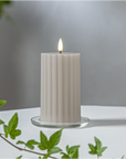 LED Kerze Flamme Stripe in beige