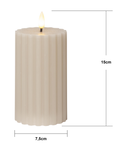 LED Kerze Flamme Stripe in beige