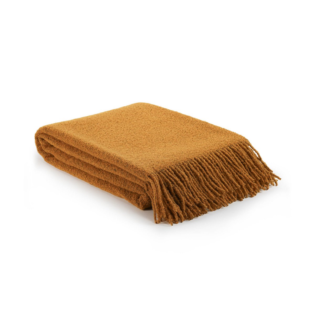 Wolldecke Bouclé Kuscheldecke PARIS Senfgelb