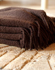 Wolldecke Bouclé Kuscheldecke PARIS dunkelbraun