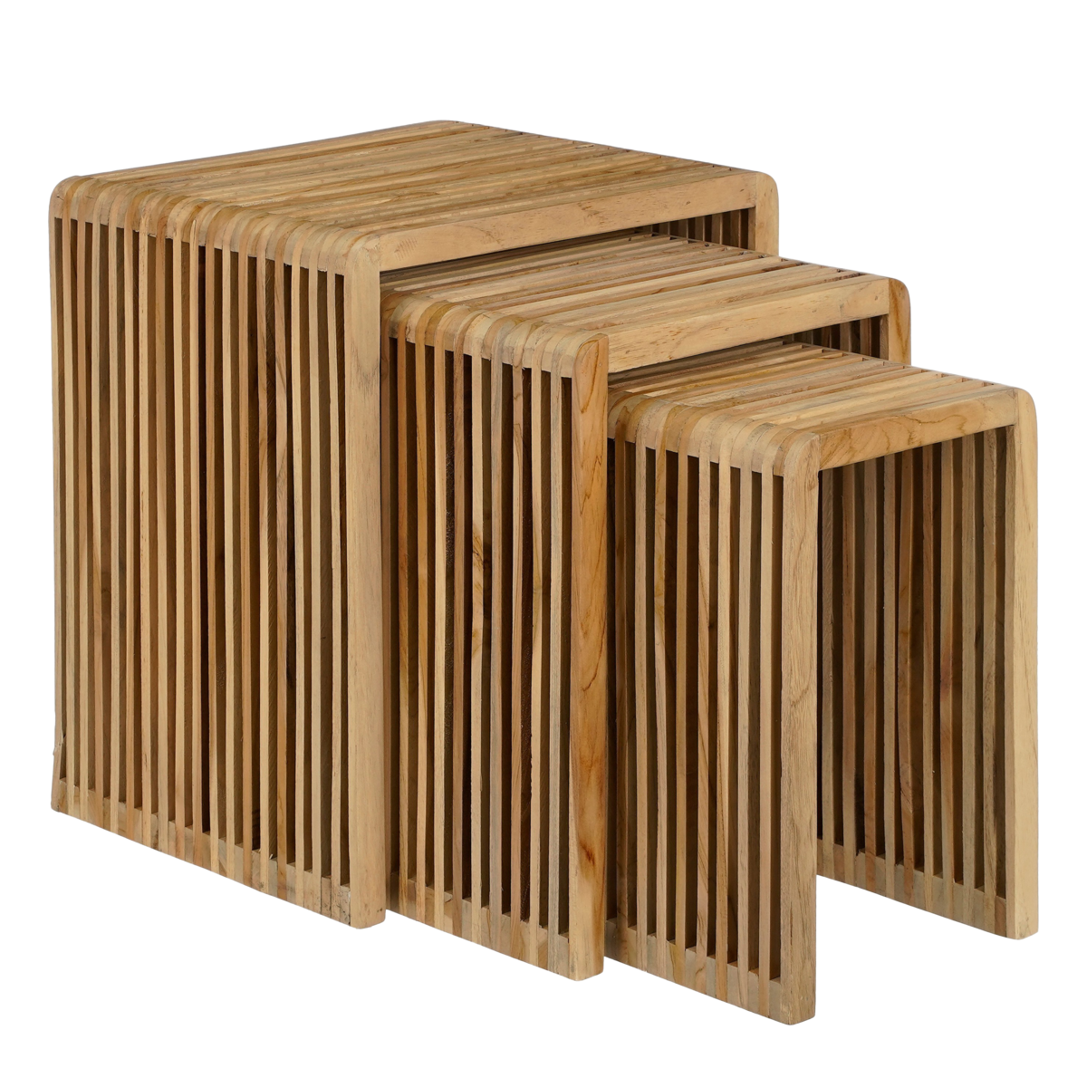 Yonker Beistelltisch 3er-Set recyceltes Holz