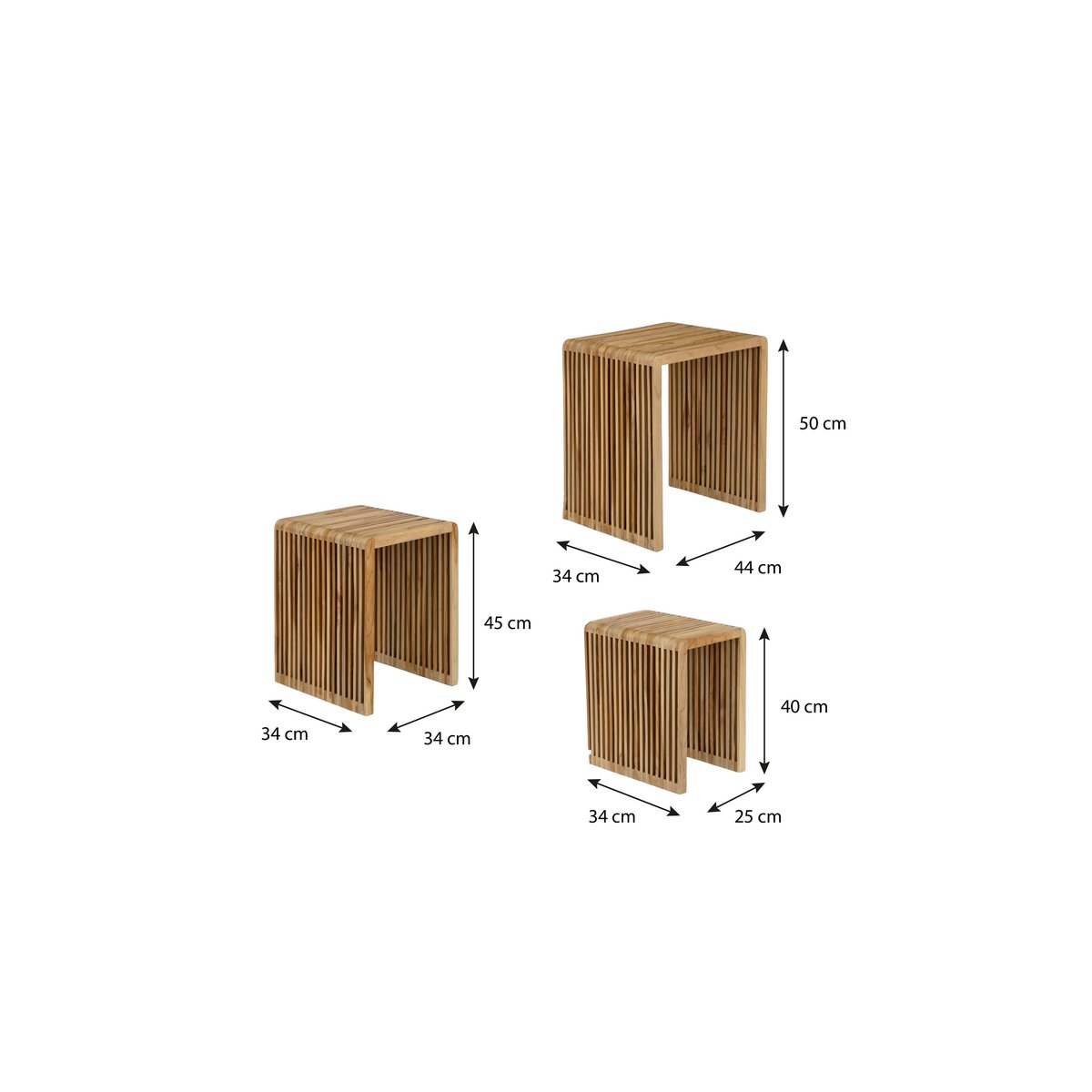 Yonker Beistelltisch 3er-Set recyceltes Holz