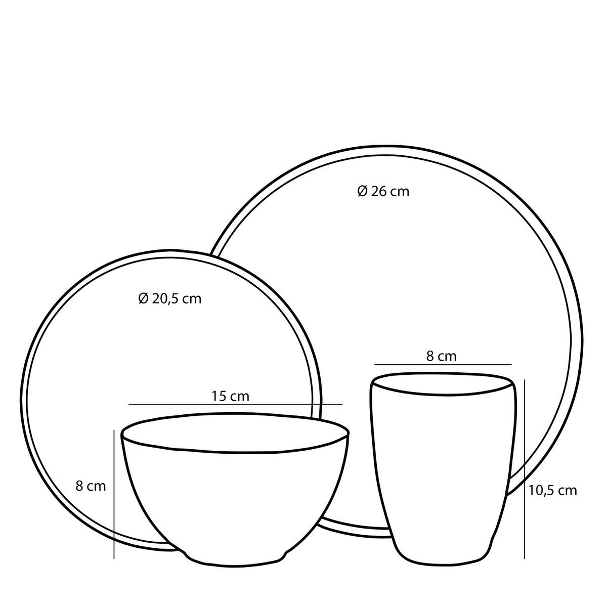 Tabo Geschirrset 16-teilig für 4 Personen - Grau