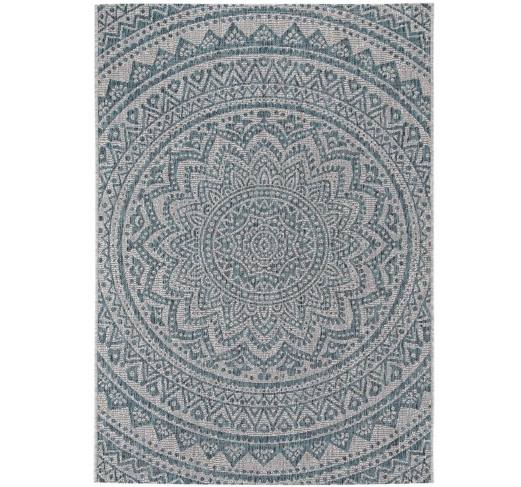 Der Teppich Cleo in beige/Blue von Benuta ist ideal für den Outdoor Bereich vor deinem Wohnmobil oder Wohnwagen | Jetzt kaufen bei Wildnest Glamping