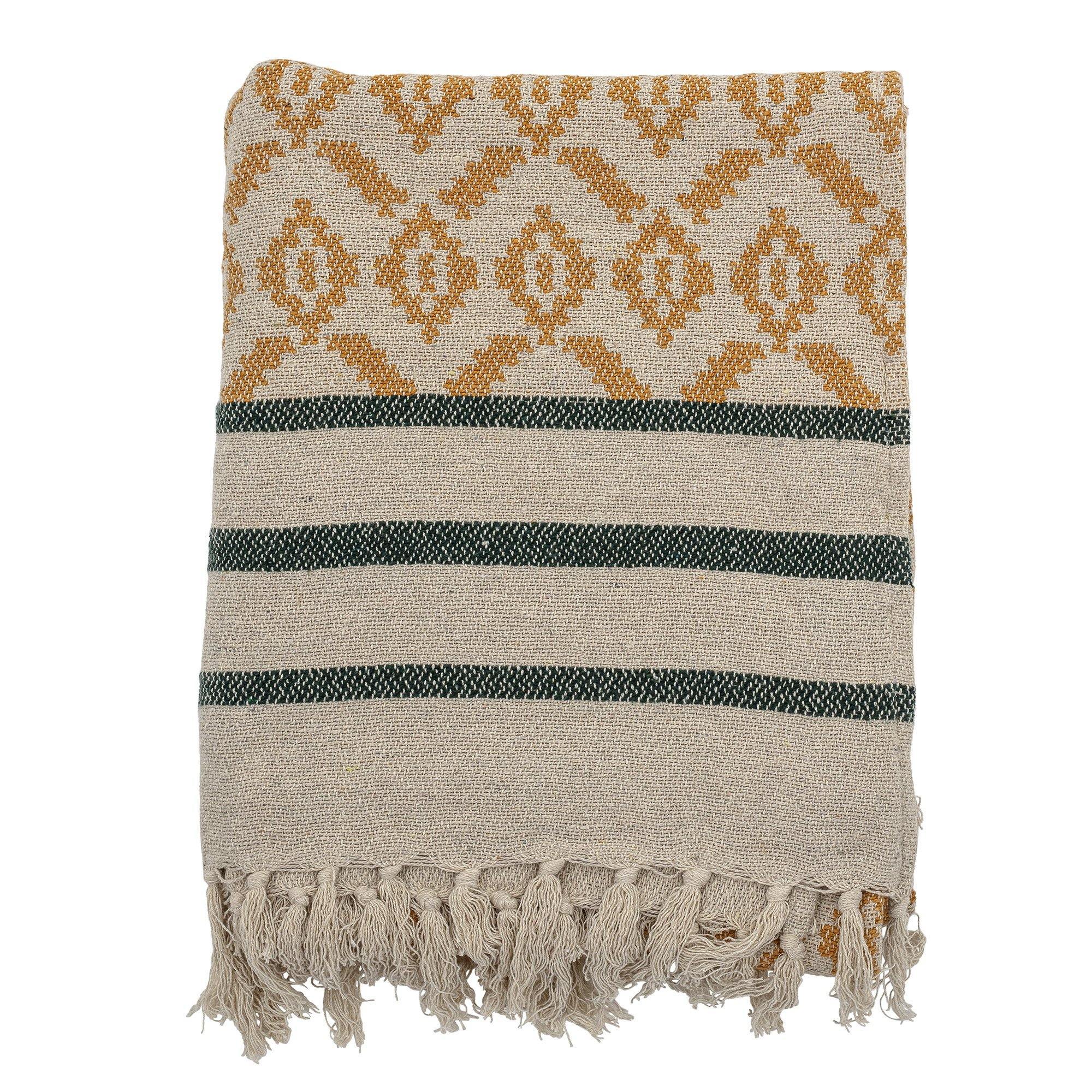 Bloomingville Kuscheldecke aus recycelter Baumwolle, gelb  | Wohnmobil Ausstattung |  Wildnest Glamping