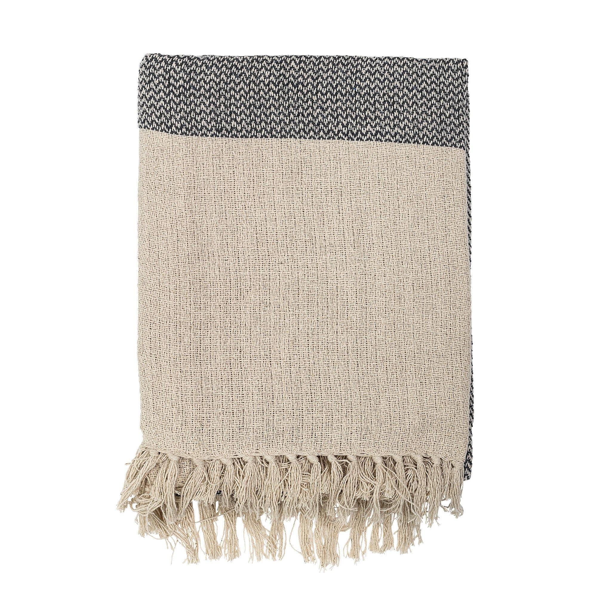 Bloomingville Kuscheldecke mit Fransen aus recycelter Baumwolle, grau  | Wohnmobil Ausstattung |  Wildnest Glamping