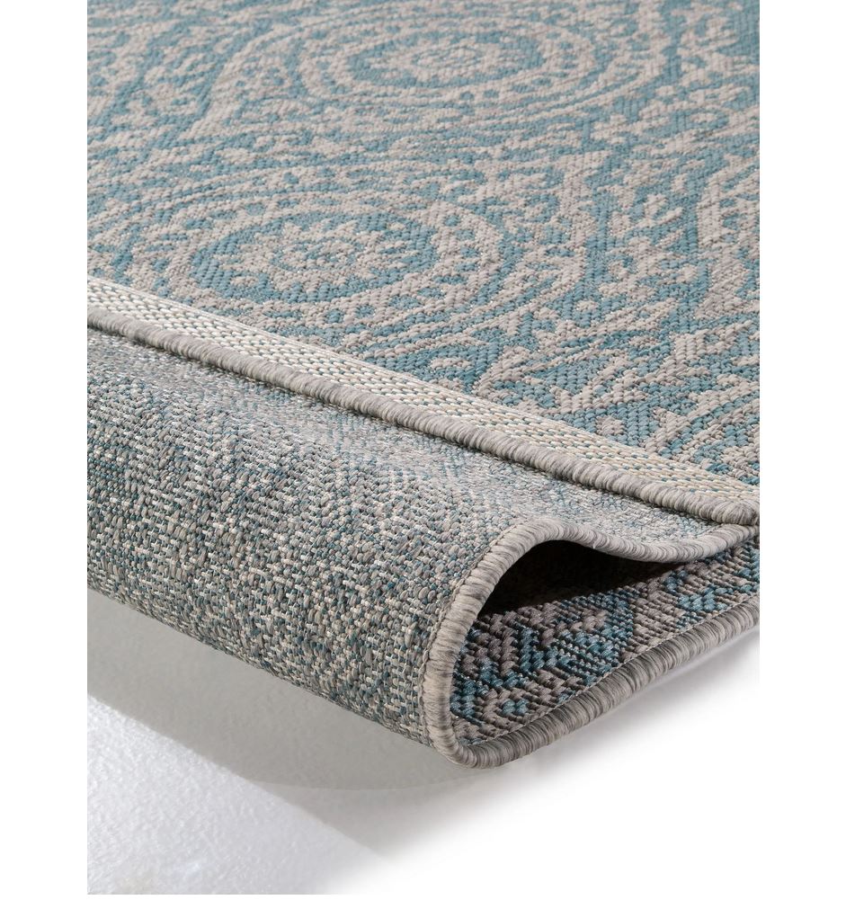 Dieser schöner Outdoor Teppich Cleo in türkis ist ideal für dein Wohnwagen oder Wohnmobil | Jetzt kaufen bei Wildnest Glamping